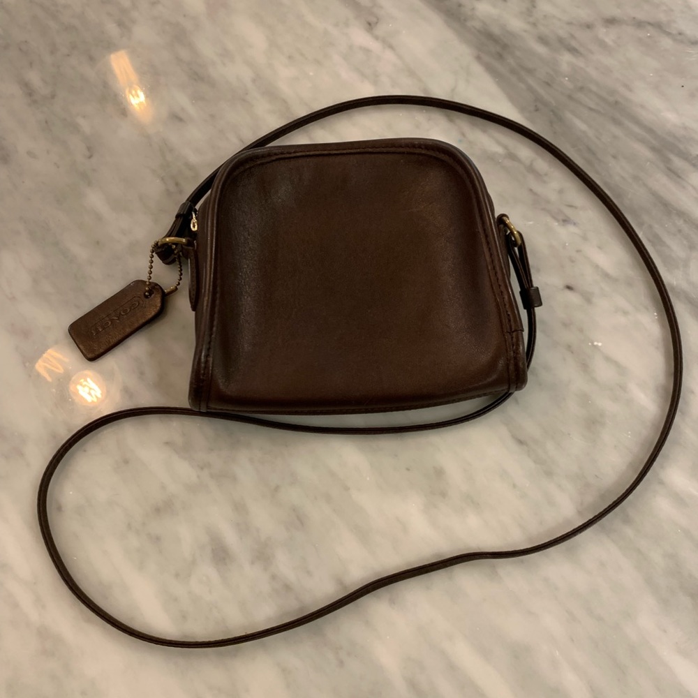 Vintage Brown Leather Coach Crossbody Bag/ Purse